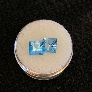 Pair of square cut Swiss blue topaz stones